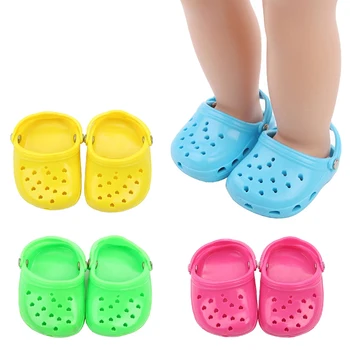 

18 inch Girls doll shoes Casual beach shoes crocs American newborn sandals Baby toys fit 43 cm baby dolls s33