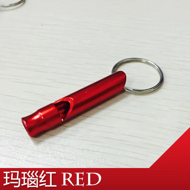 UNKE 2 in 1 Multifunction Emergency Hiking Camping Survival Aluminum Whistle Keychain Bottle Opener Key Ring,Red 