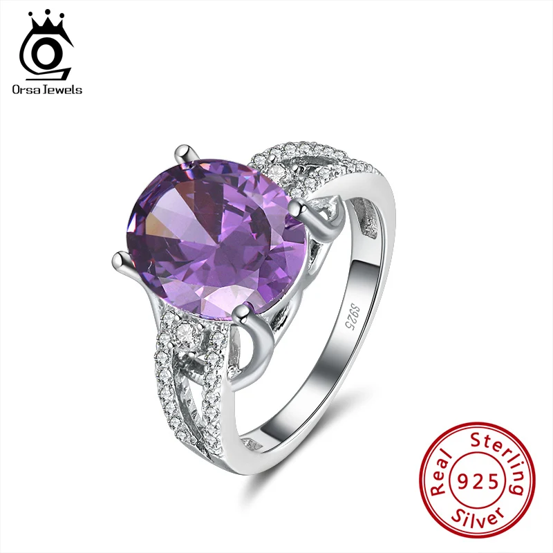 ORSA JEWELS роскошное серебряное коктейльное кольцо 925 пробы фиолетовое и прозрачное