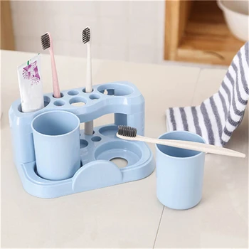 

1Set Toothbrush Holder Plastic Double Cups Multi-Function Desktop Practical Toothbrush Rack Storage Shelf for Home Couple-30