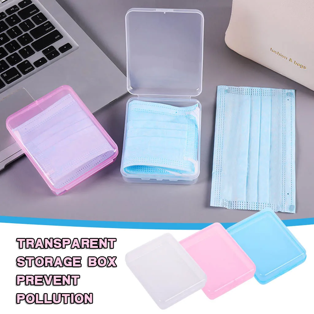Квадратный прозрачный пластиковый контейнер для хранения масок 2 шт. с крышкой