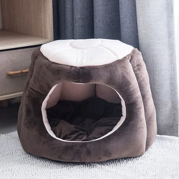 Coffee JORMEL, собачий домик с ушками из мультфильма, питомник, круглое гнездо, Осень-зима, матрац для кошек, для маленьких и средних собак, Круглый собачий домик для кошек - Цвет: Coffee