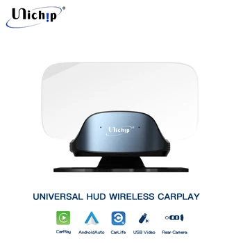 

Unichip HUD Head Up display Wireless Carplay Andorid Auto USB HD video and Google Map Waze via OBD2 OBDii Power Supply