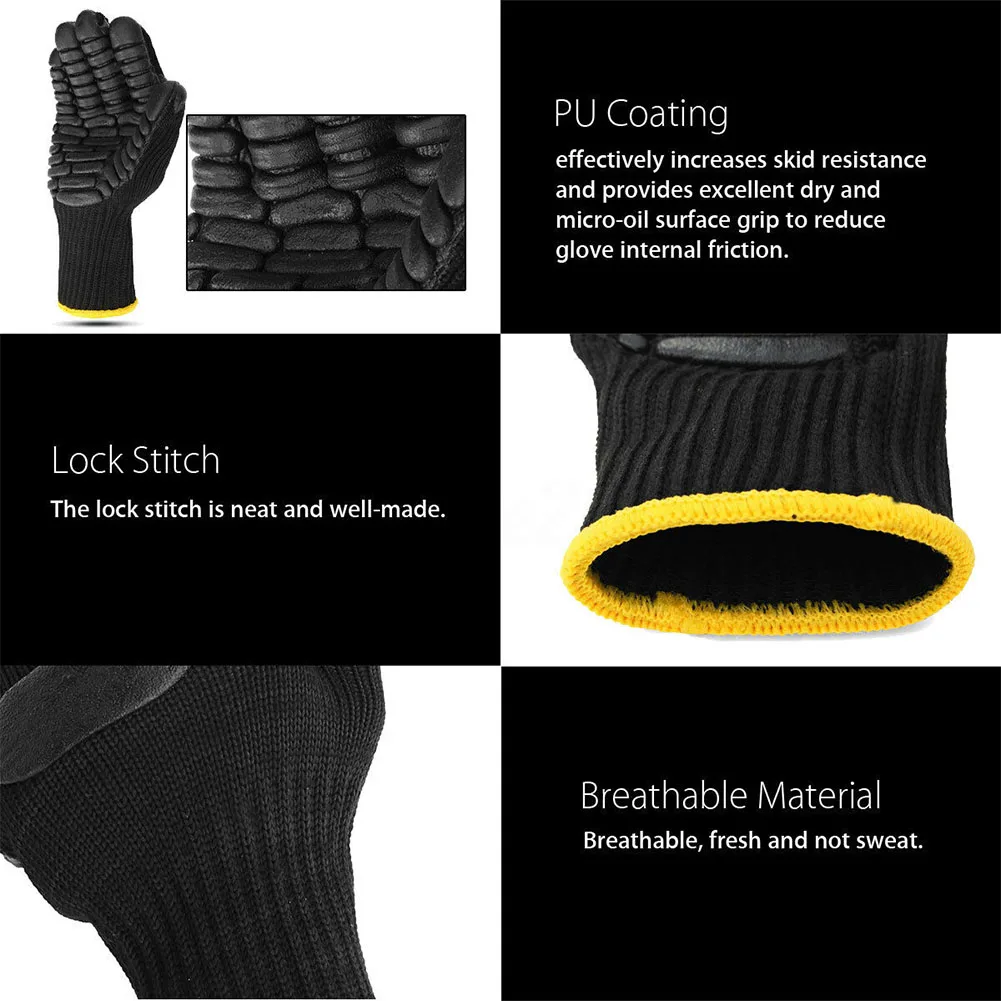 1 Pair Industrial Safety Protective Gloves Shockproof Cut-proof Gloves Industrial Machinery Operations Miners' Drilling Gloves