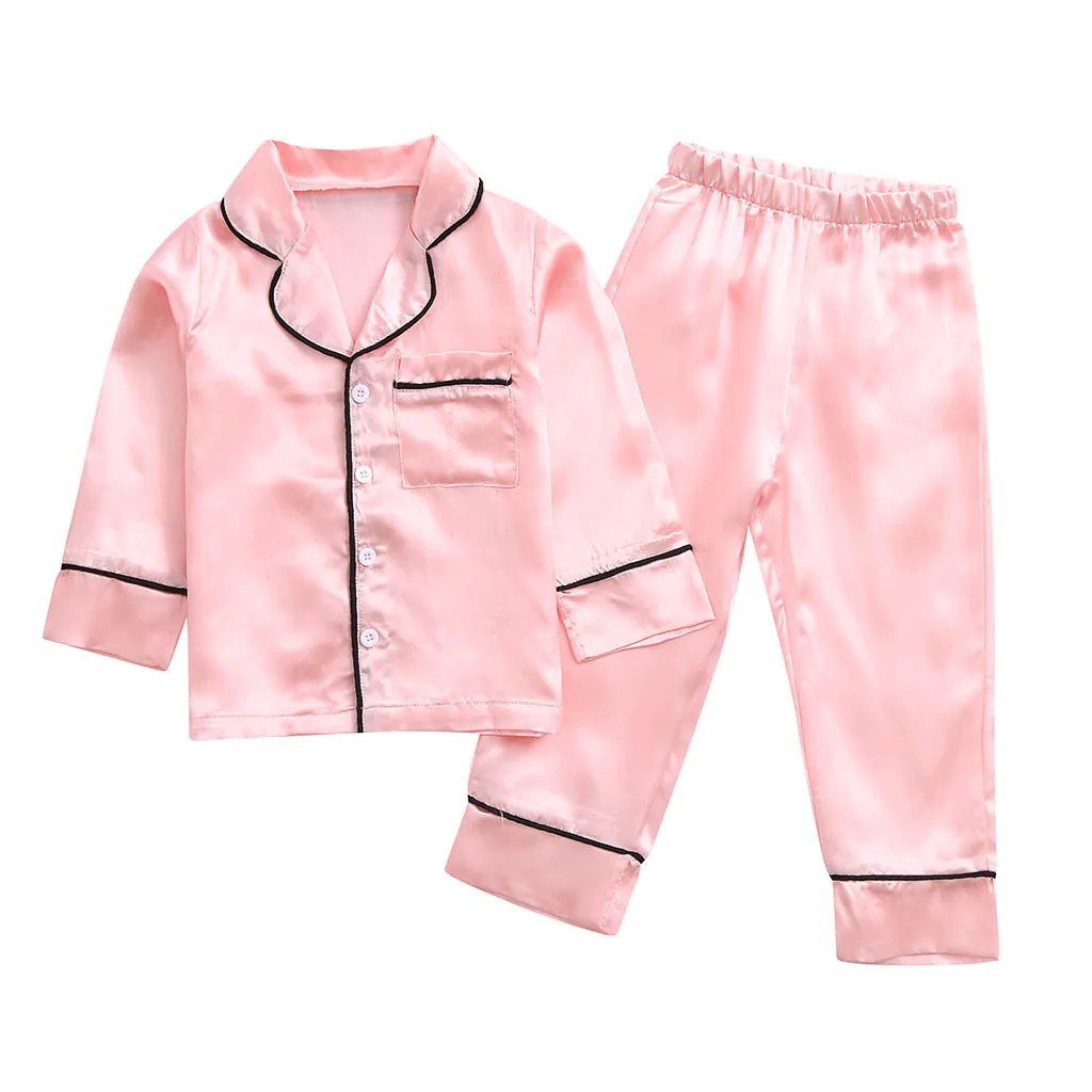 Kids Pajamas Sleepwear Outfits Set Autumn Winter Toddler Baby Boy Girl Long Sleeve Tops Pants | Детская одежда и обувь