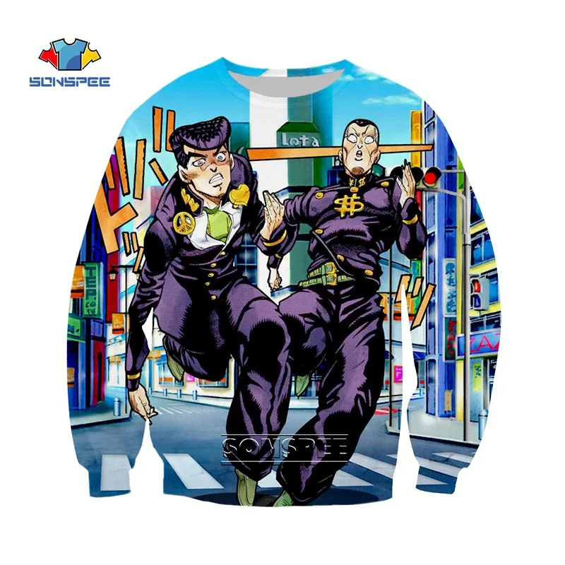 SONSPEE JoJo Необычные Приключения Аниме Толстовка с 3D принтом Толстовка для женщин и мужчин Homme Повседневный пуловер с длинными рукавами одежда A36 - Цвет: 24