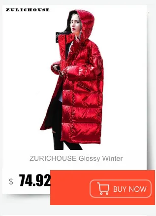 ZURICHOUSE Luminous Winter Jacket Women Turtleneck Warm Parka Fashion Cropped Coat Ladies Shiny Reflective Jacket