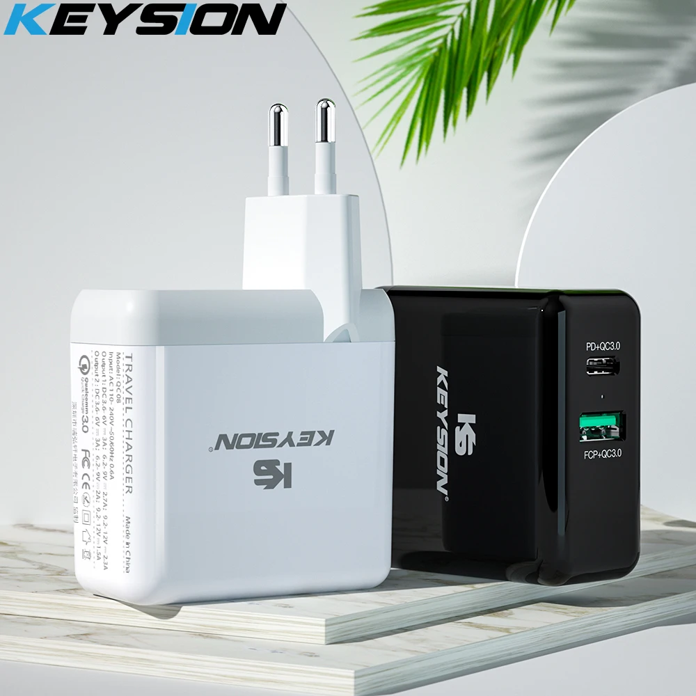 KEYSION 2 порта USB C PD быстрое зарядное устройство для iPhone 12 Pro Max XR XS 36W Quick Charge3.0
