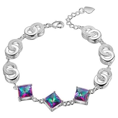 Bague Ringen Новая мода 8x12 мм капли воды очарование Браслеты для Для женщин серебро 925 ювелирные изделия Браслет вечерние свадебный подарок - Цвет камня: 4