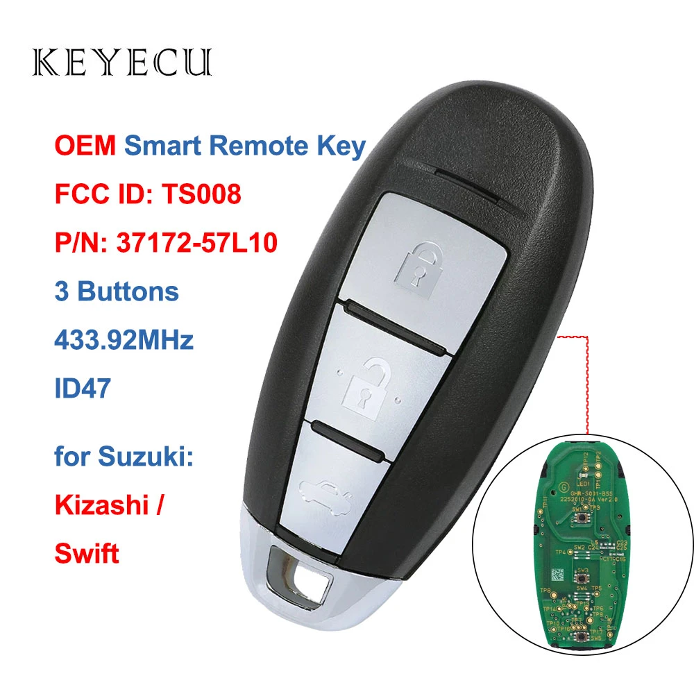 Keyecu Oem Ts008 Smart Remote Car Key With 3 Button 433 92mhz Id47 For Suzuki Swift Kizashi 10 11 12 13 14 15 16 Car Key Aliexpress