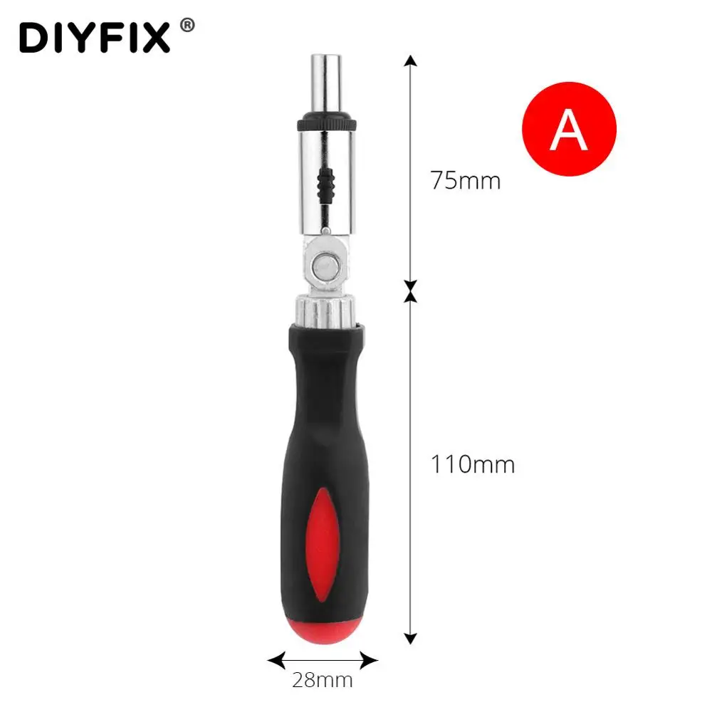 A DIYFIX 1/" трещотка шуруповерт портативный шестигранный левый/правый 180 градусов вращающийся отвертка интерфейсный замок разборка приводной Инструмент - Цвет: A