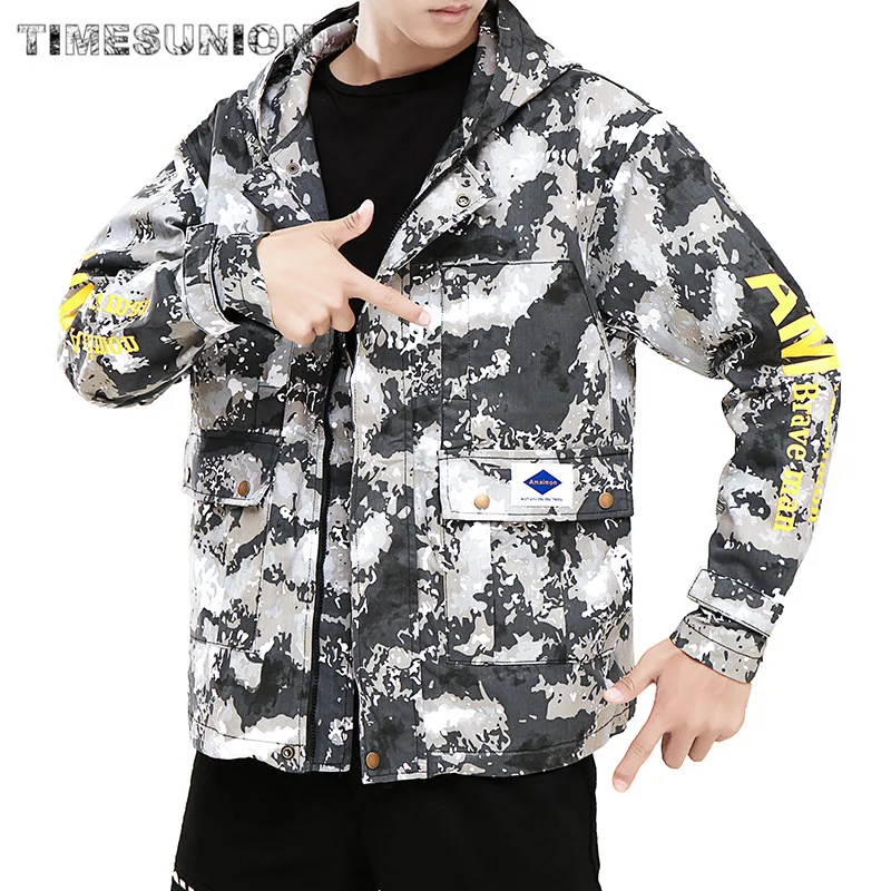 

men clothing 2020 japanese jacket hooded black and white camouflage tooling bomber jacket men trend spring jacket men M-5XL