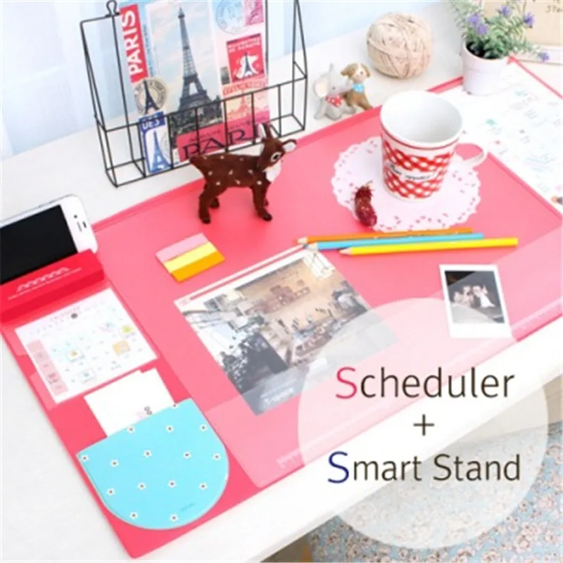 Student writing desk mat cute desk pad large attached calendar month plan schedule note card mobile phone seat keyboard pad