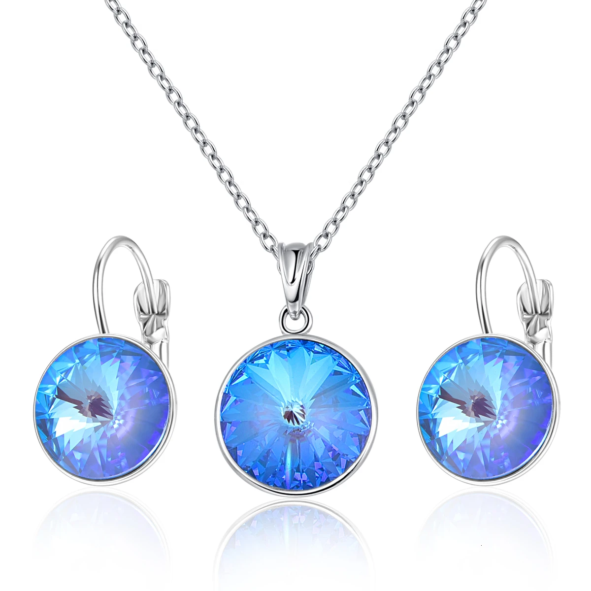 Кристаллы от Swarovski висячие серьги круглое Ожерелье Висячие серьги Набор Мода Висячие серьги ювелирный набор праздничный свадебный подарок - Окраска металла: Crystal L143D