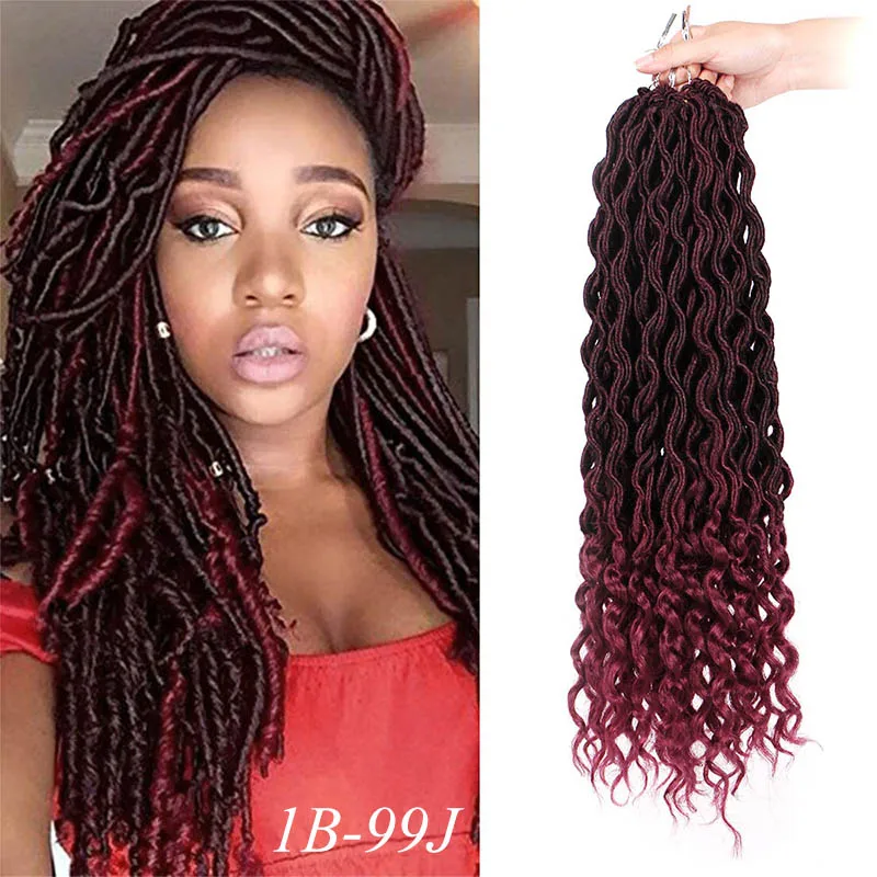 

Goddess Faux Locs Crochet Hair Bohemian Locs Curly Crochet Braids Synthetic Faux Locs Hair Extensions 20 Inch Hair Ombre