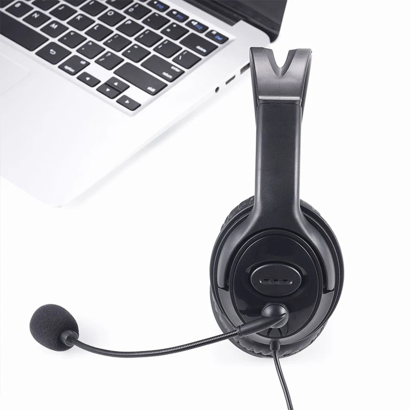 Telephone Traffic Headset USB Wired Noise Cancelling Headset Gaming Computer Learning Headphone With Adjustable Microphone Volum