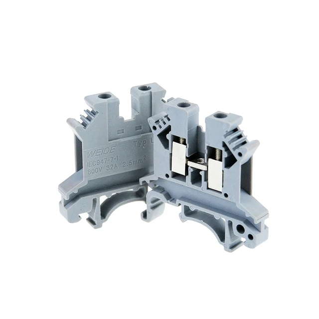 10Pcs Din Rail Terminal Block UK-2.5B Wire Electrical Conductor Universal Connector Screw Connection Terminal Strip Block UK2.5 Gray