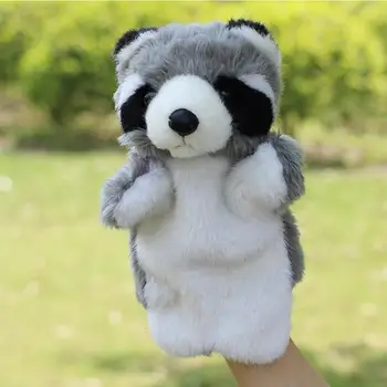 

None Kids Soft Plush Racoon Dog Shape Hand Puppet Interactive Toy