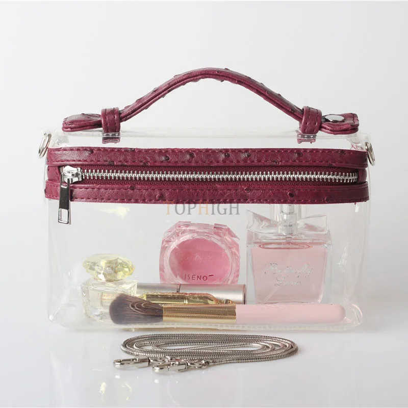 Ostrich Maroon Прозрачная сумка на плечо, женские кошельки и сумочки из страуса, роскошные сумки в виде змеи, женские сумки, дизайнерская сумка - Цвет: Ostrich Maroon