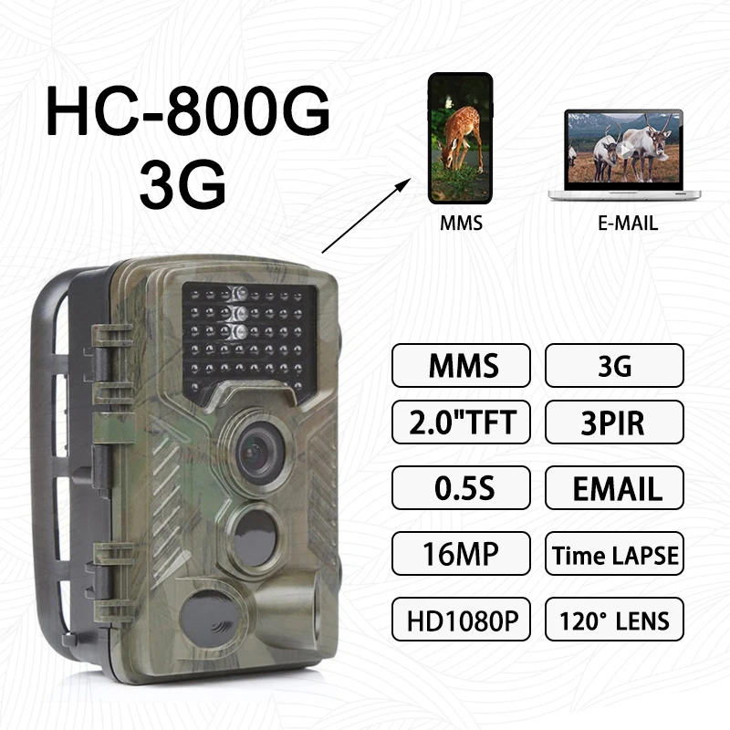 HC-800LTE 4G 16MP 1080P HD Trail камера HC-800G/M MMS SMTP наружная камера дикой природы, Водонепроницаемая IP65 камера ночного видения для охоты - Цвет: 800G 3G