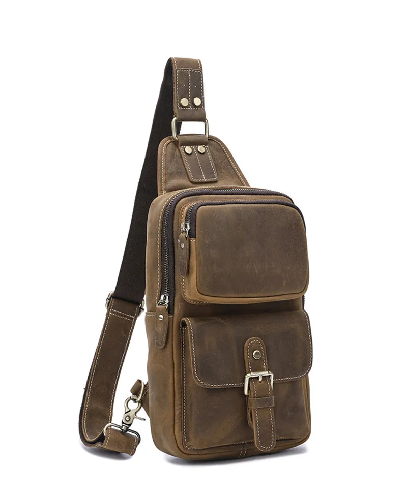 PNDME Vintage Crazy Horse Rindsleder Herren Brusttasche Mode Outdoor Tägliche Reise Natürliche Echtleder Multi-Pocket Umhängetasche – Detail 12