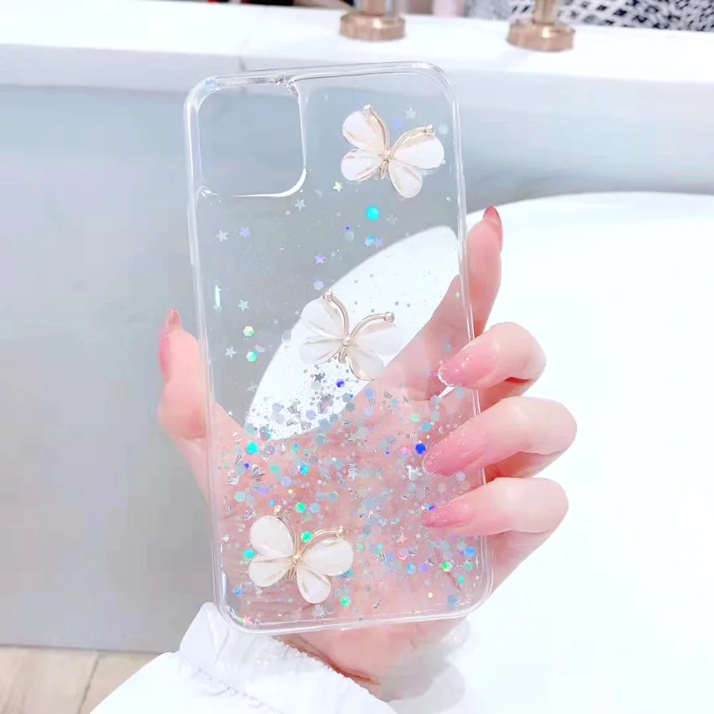 Для HUAWEI mate серии. P серии. Серия nova. Серия Honor. Мягкий силиконовый чехол для телефона с жидкими блестками звездами небом красивыми бабочками