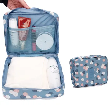 

Doreen Box Rectangle Oxford Fabric Travel Cosmetic Bags Cases Storage Bags Multicolor Flower Pattern,21x16cm, 1PC