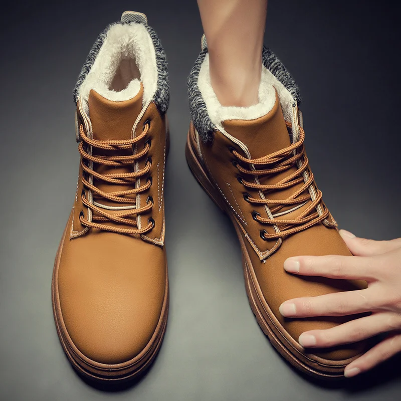 Мужские ботинки, сохраняющие тепло зимние ботинки, Мужская Высококачественная Водонепроницаемая повседневная обувь, рабочие модные зимние ботинки из искусственной кожи