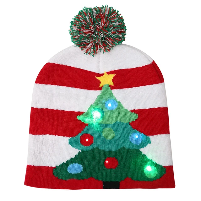US $7.34 2019 New Christmas Hat Adult Children Hat LED With Light Knit Hat Ski Hat Outdoor Snowboard Hat Hal