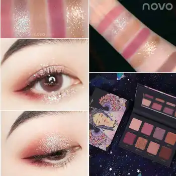 

Novo shimmer eyeshadow palette 8 colors quick sanding style purple glitter sequins waterproof batom nude eyeshadow BN186
