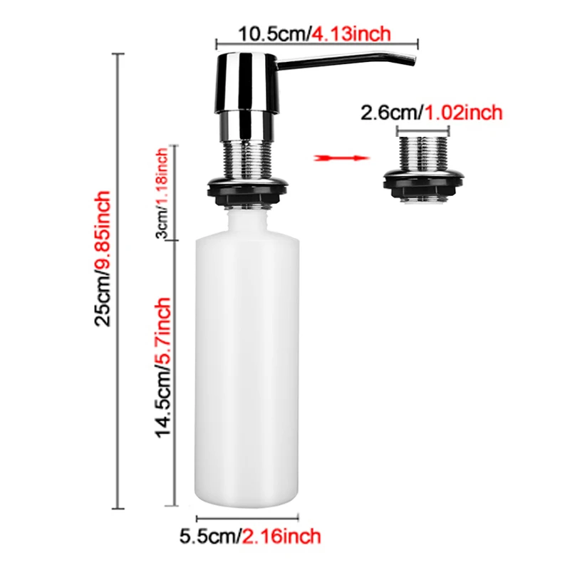 Kitchen Soap Dispenser Sink Liquid Soap Bottle Bathroom Detergent Liquid Hand Wash Soap Dispenser Pumps 300ml 6