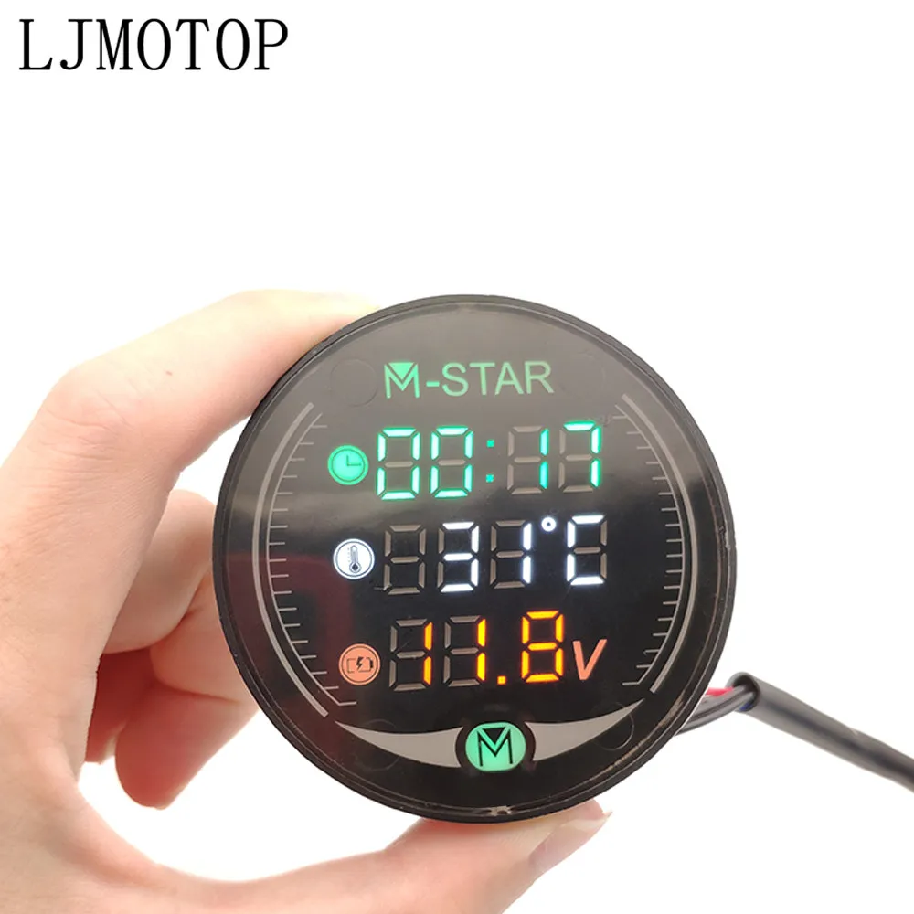 Вольтметр для мотоциклов часы термометр измеритель с цифровым дисплеем Сенсор для Suzuki Bandit 650 DL1000 GSF1200 GSF1250 GSF650 DL650