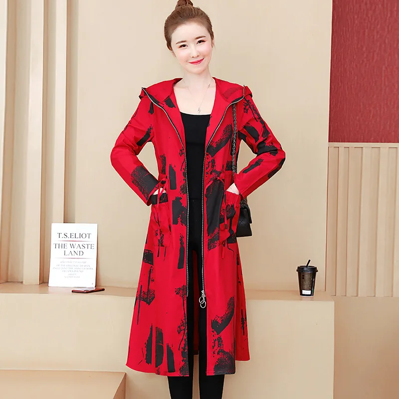 Large Size WOMEN'S Windbreaker Women's Autumn Middle-aged Mid-length Kuotaitai Mom Autumn Clothing New Style Nobility Coat