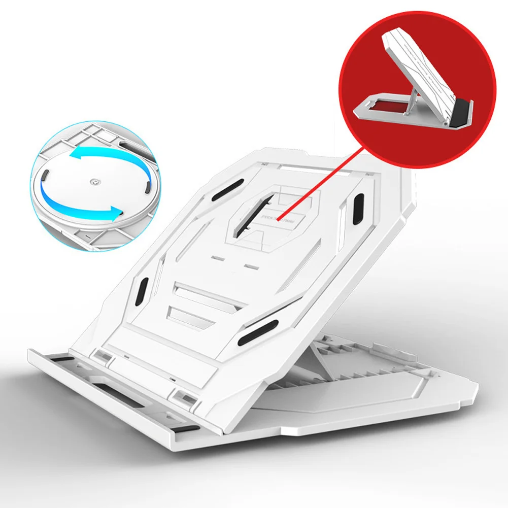 Adjustable Laptop Stand Computer Desk Tablet Notebook Holder Bracket Standing Desk Accessories JR Deals - Color: White Turntable
