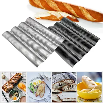 

1pcs French Bread Baking Mold Bread Wave Baking Tray Nonstick Cake Baguette Mold Pans 2/3/4 Groove Waves Bread Baking Tools#15
