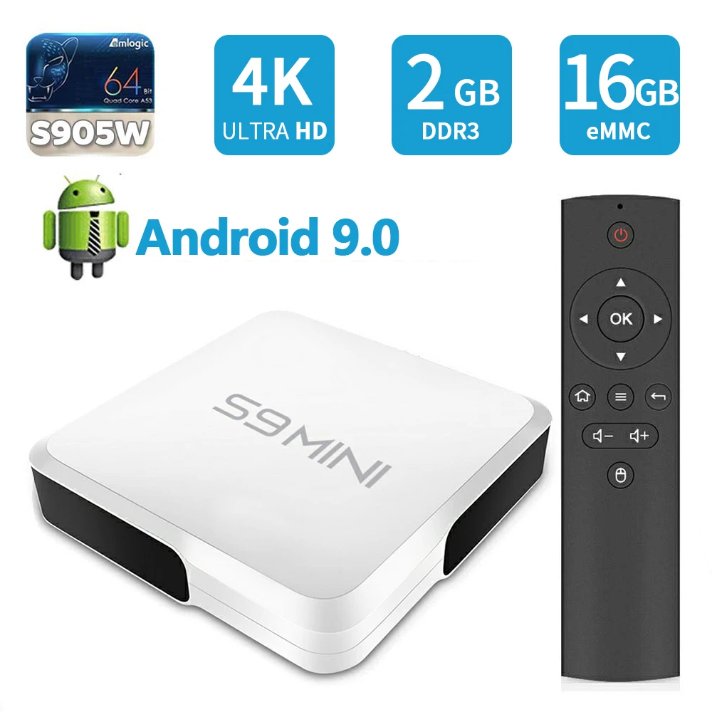 S9 Мини Смарт ТВ приставка Android 9 0 Amlogic S905W Четырехъядерный 4K HD медиаплеер 2 4 ГГц WiFi