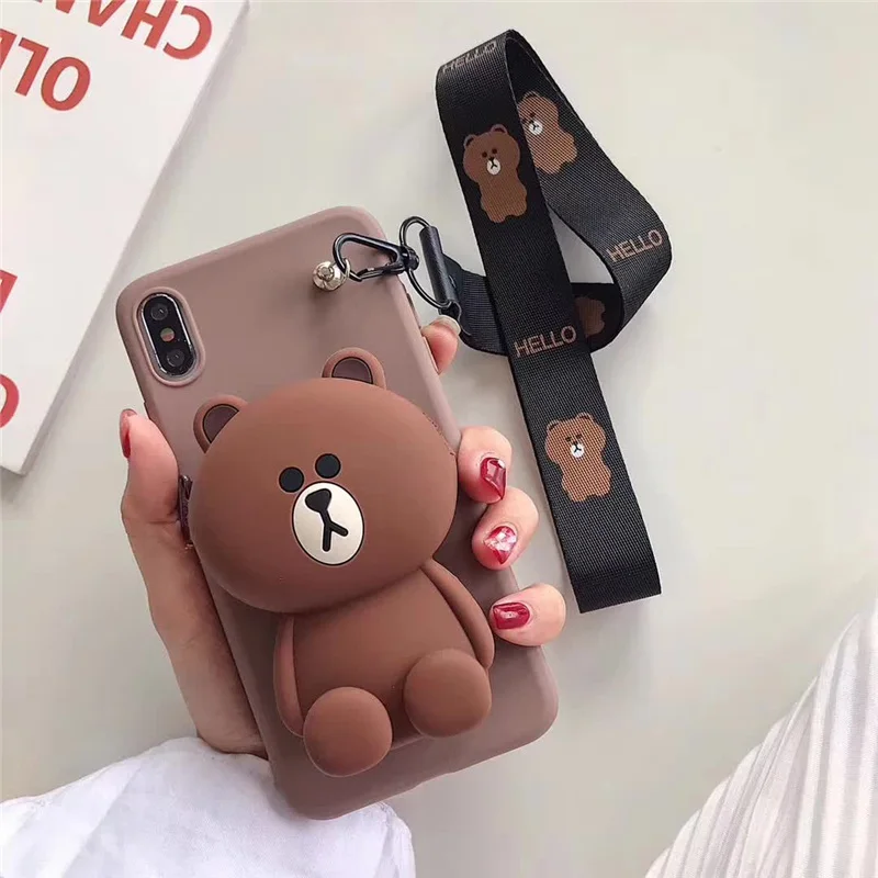 Для iphone 11 чехол 3D стежка медведь мультфильм молния бумажник силиконовый чехол для телефона iphone X XR XS 11 pro MAX 7 8 6S plus - Color: 2