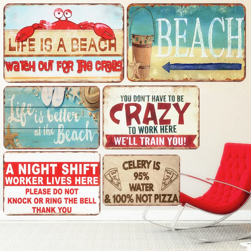 

Life Is A Beach Plaque Vintage Metal Tin Signs Bar Outdoor Decorative Plates Mermaid Wall Stickers Ocean Poster Home Decor N250