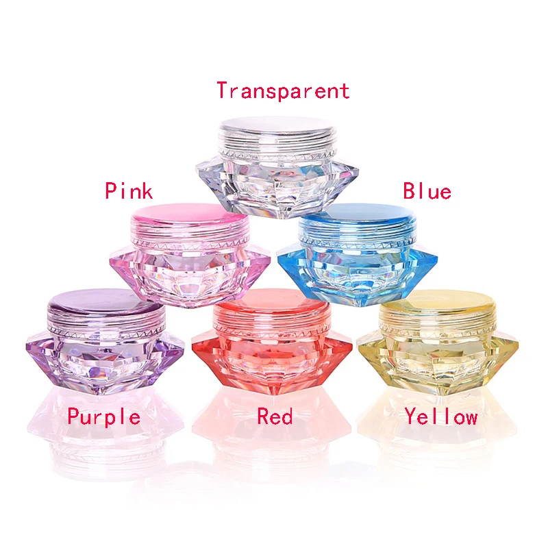 

3g Portable Cosmetic Empty Crystal Cut Mini Eyeshadow Makeup Face Cream container Round Refillable Bottles Cream Jars