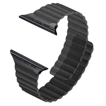 

For Apple Watch 4 5 40mm 44mm Watch Band Double Magnetic Clasp Loop Leather Wrist Strap For Apple Series 1 2 3 Watchband 38/42mm