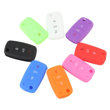 

3Buttons Silicone Car Key Cover Case Shell Fit for VW Golf Bora Jetta POLO GOLF Passat Superb Octavia A5 Fabia SEAT Ibiza