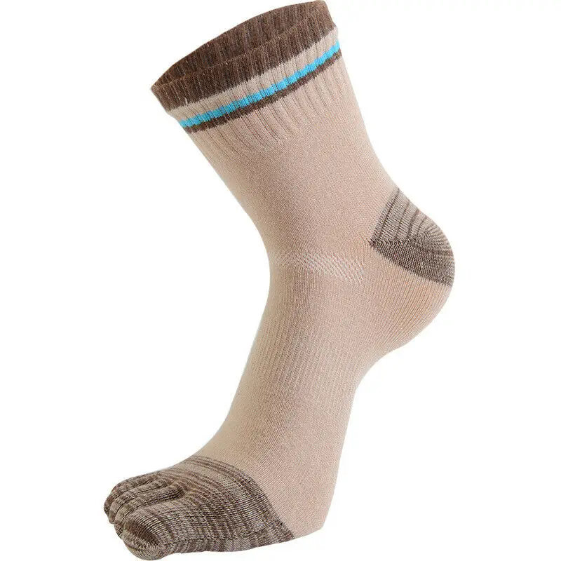 Мужские носки с пятью пальцами, полосатые хлопковые толстые теплые повседневные спортивные носки до середины икры для женщин, 5 цветов, носки унисекс