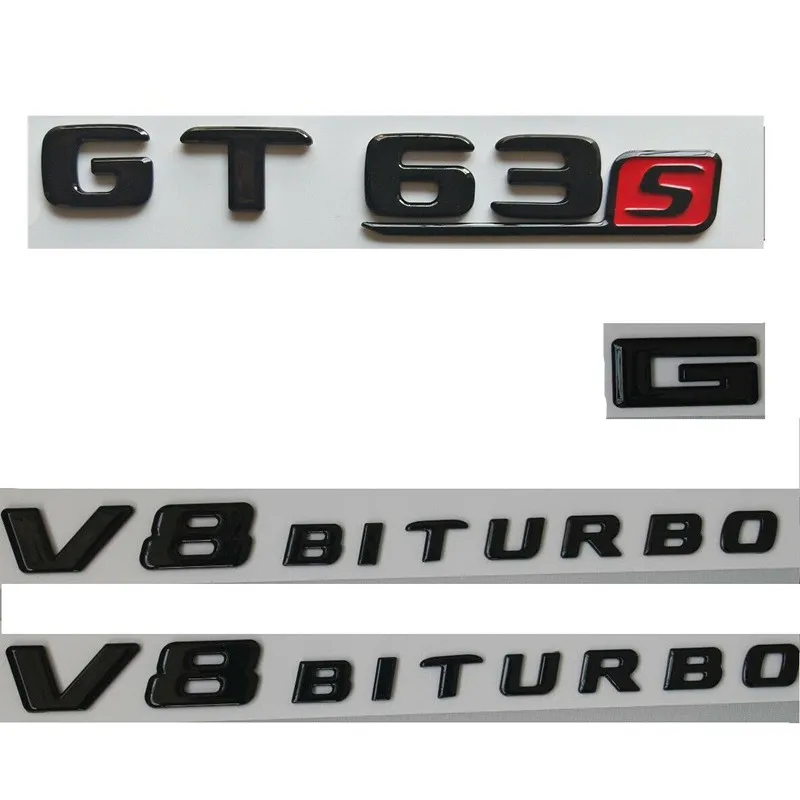 Gloss Black Блестящий черный Багажник крыло значки-эмблемы GT 63s для M G V8 BITURBO - Цвет: Gloss Black