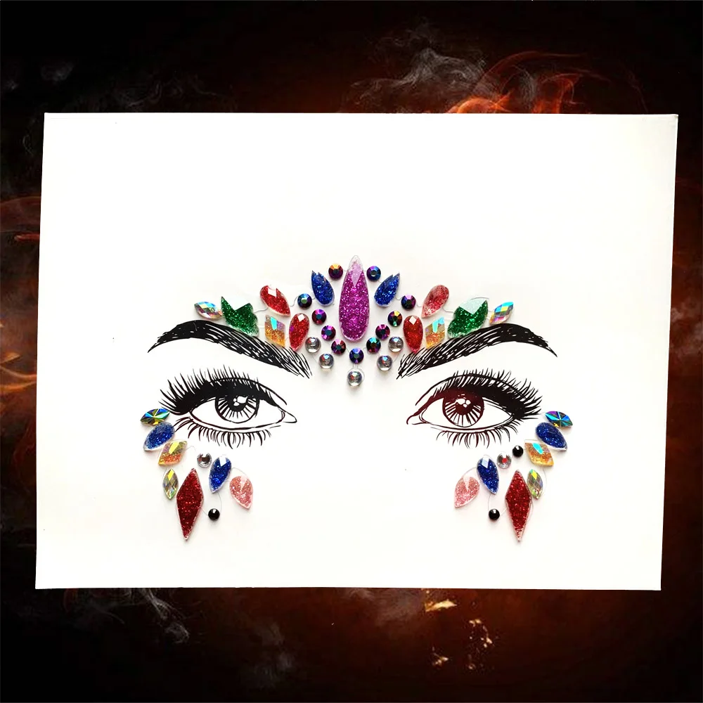 DIY Алмазная вспышка-наклейка для глаз, блестящий декор для лица, вечерние украшения для лба, бровей, глаз, косметика, простые в использовании инструменты для макияжа - Цвет: QBL89