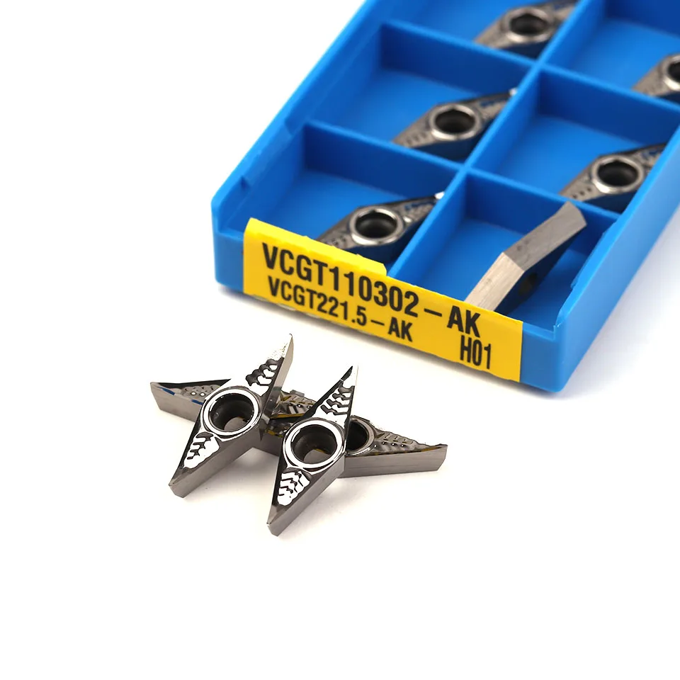 VCGT110304 AK H01 VBGT 110308 알루미늄 구리 커터 블레이드 선삭 공구 CNC 공구 AL + TIN 합금 목재 고품질