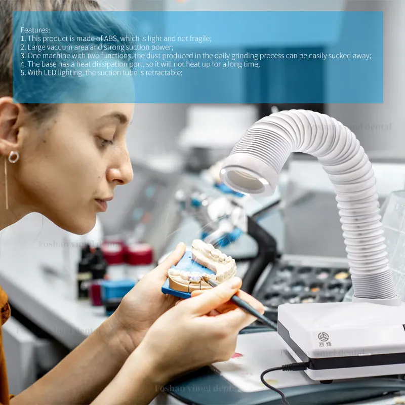 Dental Lab Vacuum Cleaner Suction Polisher Dust Collector 60w With Led Light Dental Lab