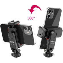 Ulanzi ST-06S 360°Rotatable Phone Mount Holder Tripod With Cold Shoe For Mic Light Phone Clip For iPhone 12 Pro max Smartphone