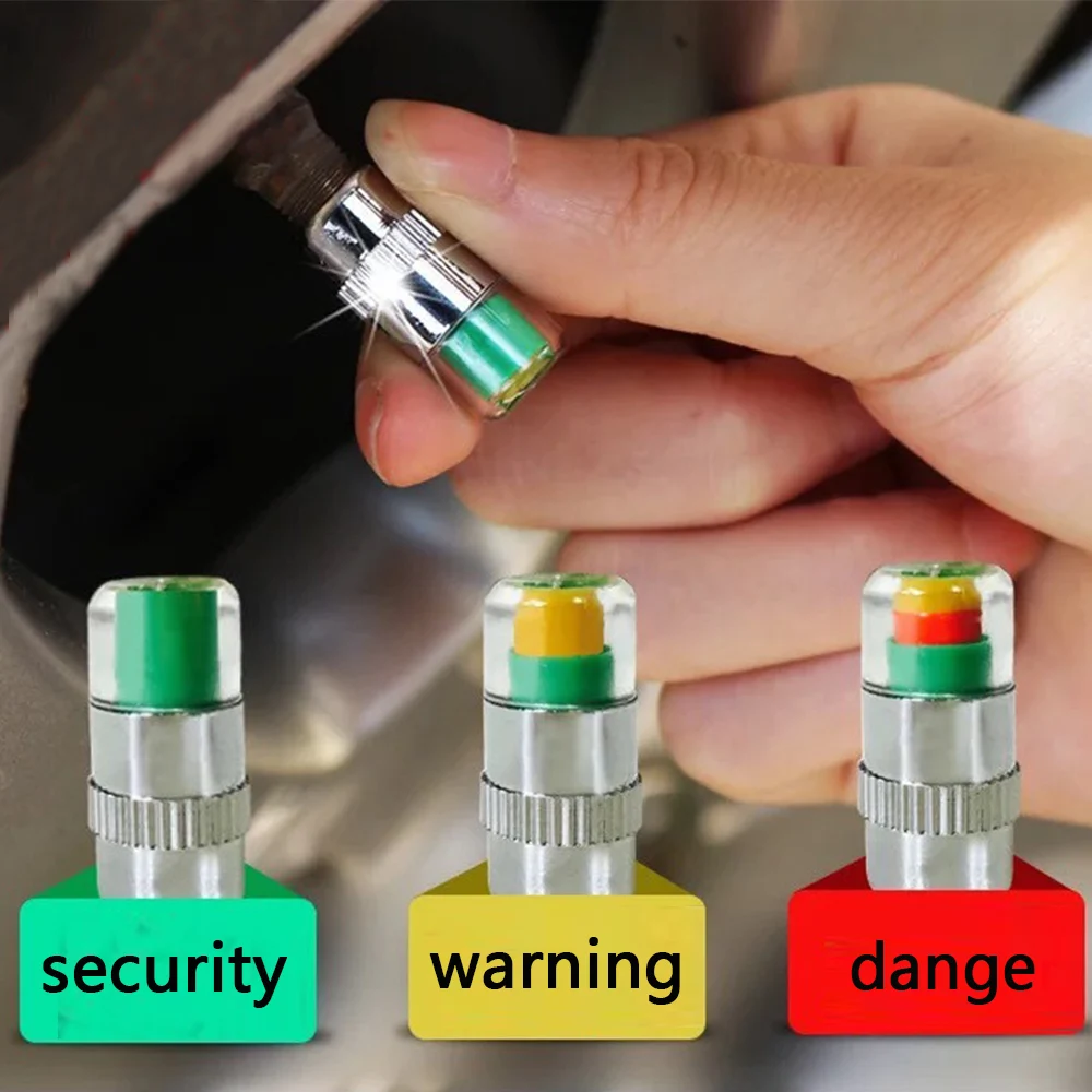 

4PCS 2.4Bar 30PSI Car Auto Tire Pressure Monitor Valve Stem Caps Sensor Indicator Eye Alert Diagnostic Tools Kit