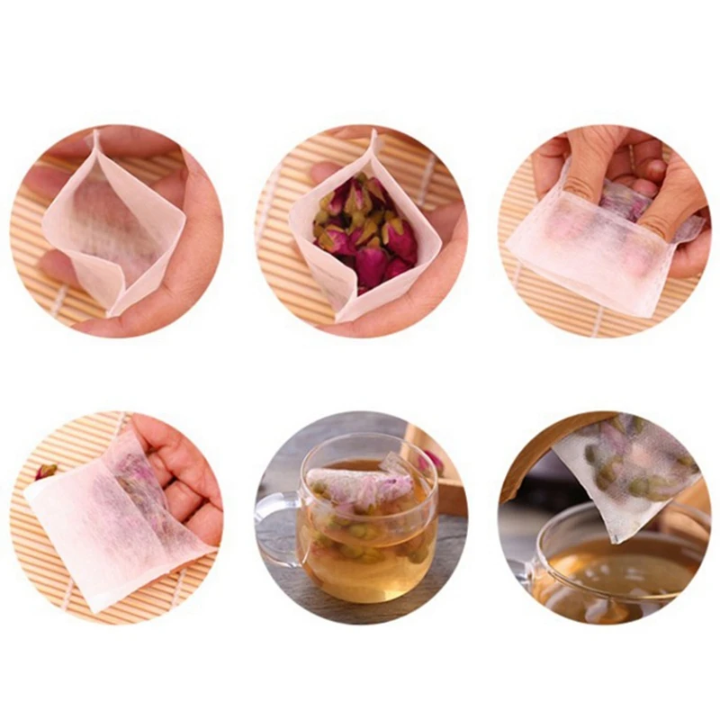 500Pcs / Environmentally Friendly Natural Corn Fiber Folding Tea Bag Biodegradable Tea Filter Herbal Tea Filter Bag 7 X 10Cm