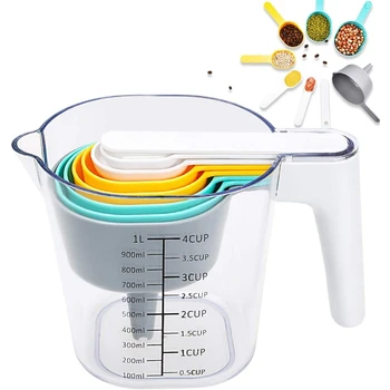 

9 Pieces Measuring Cup and Measuring Spoons Set Pp Cooking Baking Kitchen Utensil Dishwasher Safe